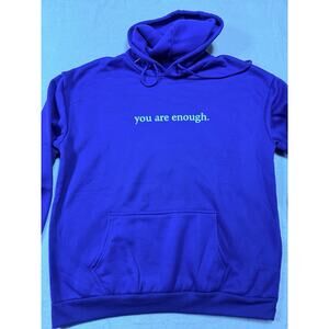 Cobalt Blue You Are Enough Graphic Hoodie SZ XL Cobalt Viral Instagram Hoodie